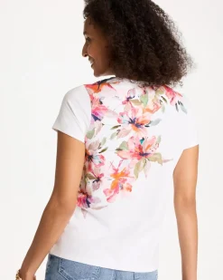 Cotton Stretch Ethereal Floral Cap Sleeve Tee