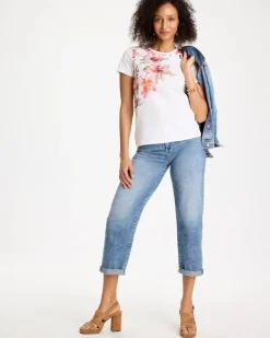 Cotton Stretch Ethereal Floral Cap Sleeve Tee