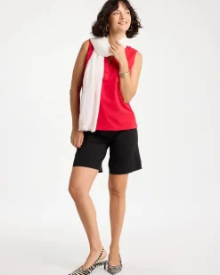 Cotton-Stretch Notch Neck Tank