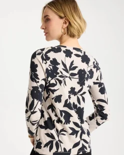 Cotton Stretch 3/4 Sleeve Floral Tee