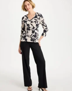 Cotton Stretch 3/4 Sleeve Floral Tee