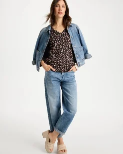 Cotton Stretch 3/4 Sleeve Polka Dot Tee