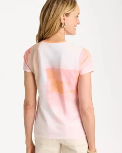 Cotton Stretch Watercolor Cap Sleeve Tee