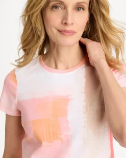 Cotton Stretch Watercolor Cap Sleeve Tee