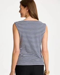 Cotton Striped Button Tee
