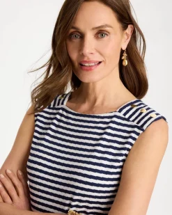 Cotton Striped Button Tee