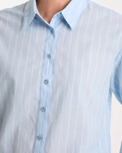 Cotton Voile Collared Striped Shirt