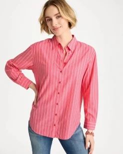 Cotton Voile Collared Striped Shirt