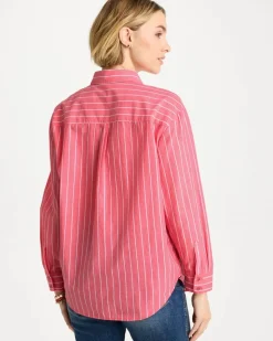 Cotton Voile Collared Striped Shirt