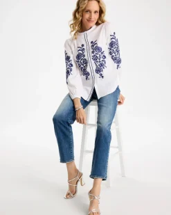 Cotton Voile Embroidered Blouse