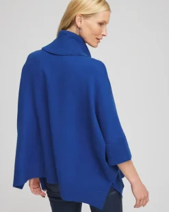 Cowl Neck Fringe Cashmere Blend Poncho