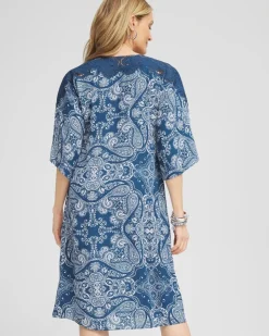 Crepe Lace-Neck Dress