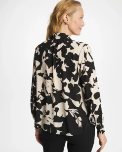 Crepe Mockneck Blouse