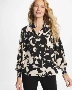Crepe Mockneck Blouse