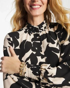 Crepe Mockneck Blouse