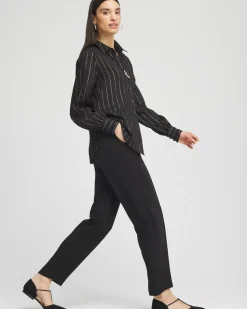 Crepe Side-Zip Tapered Ankle Pants