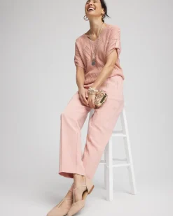 Crepe Side-Zip Tapered Ankle Pants