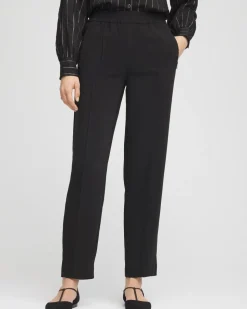 Crepe Side-Zip Tapered Ankle Pants