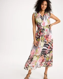 Crinkle Chiffon Animal Print Dress