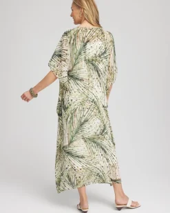 Crinkle-Chiffon Kaftan Dress