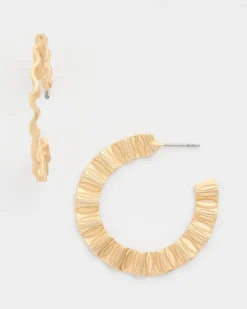 Crinkled Goldtone Hoop Earrings