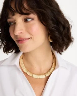 Crinkle Goldtone Collar Necklace