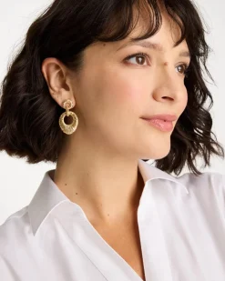 Crinkle Goldtone Doorknocker Earrings