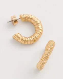 Crinkle Goldtone Hoop Earrings
