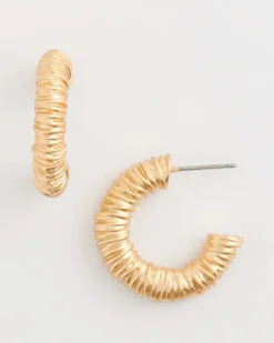 Crinkle Goldtone Hoop Earrings