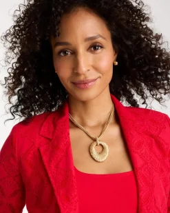 Crinkle Goldtone Pendant Necklace