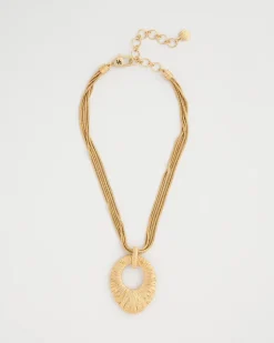 Crinkle Goldtone Pendant Necklace