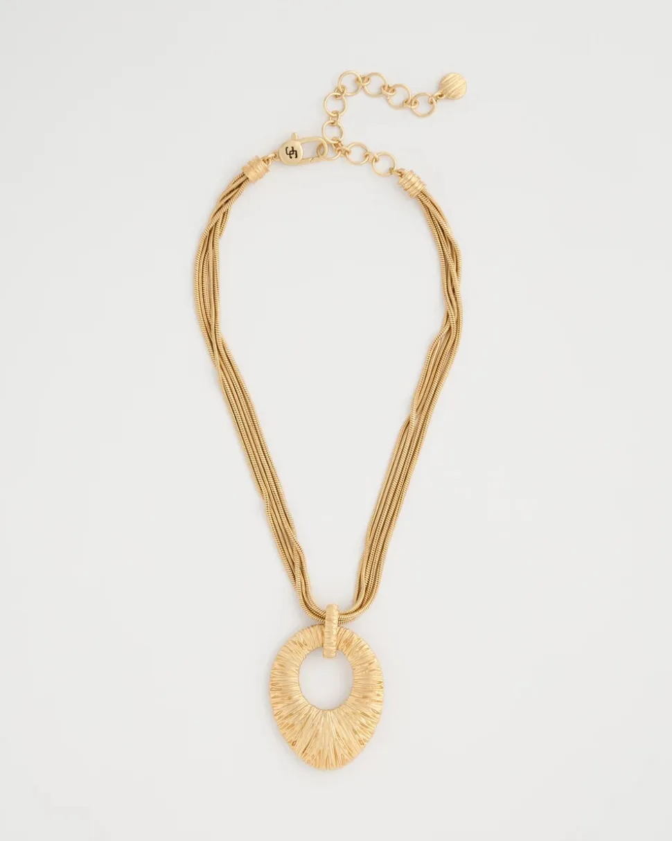 Crinkle Goldtone Pendant Necklace