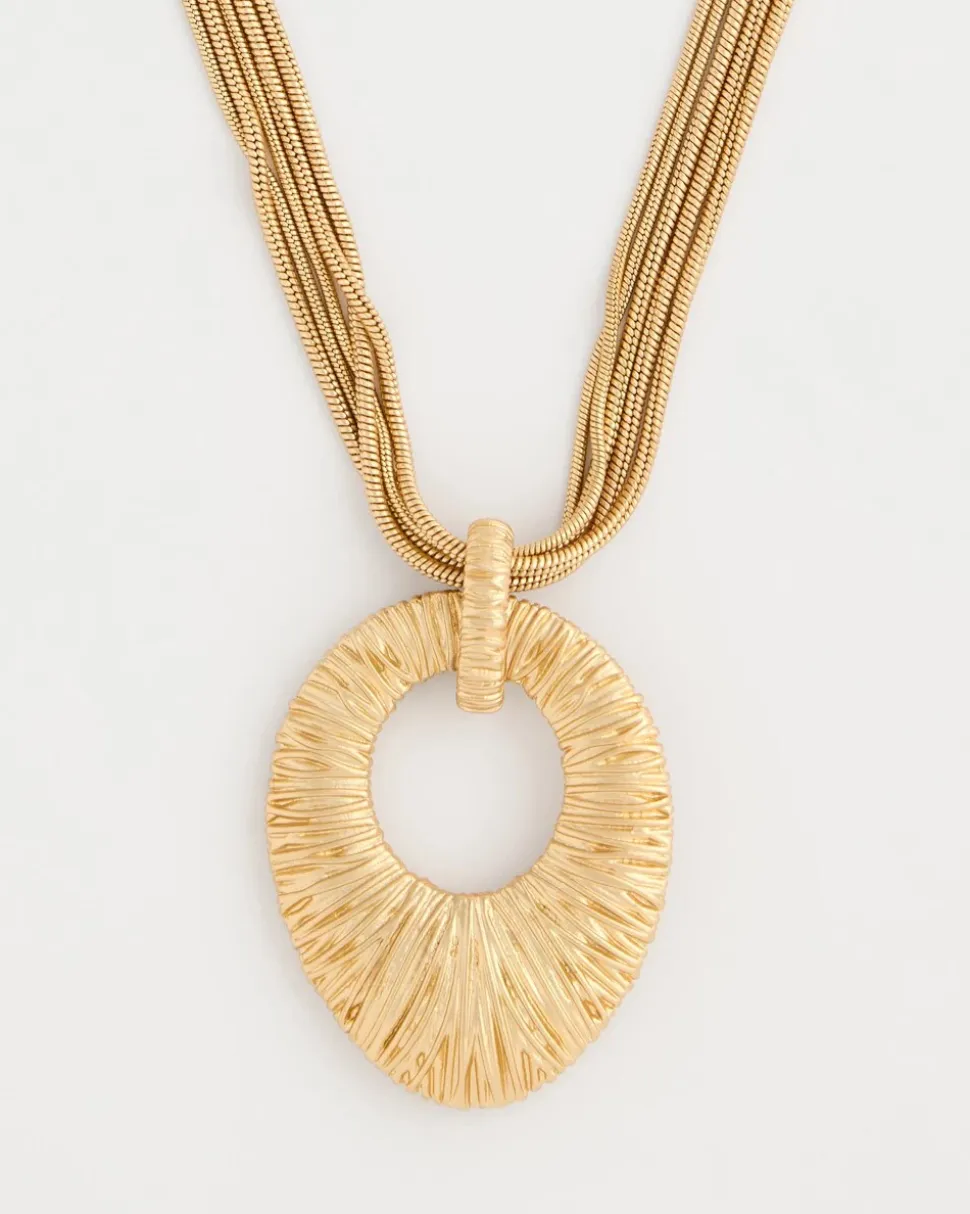 Crinkle Goldtone Pendant Necklace