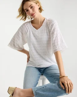 Crinkle Lace Knit Raglan Tee