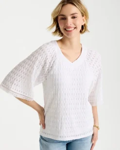 Crinkle Lace Knit Raglan Tee