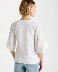 Crinkle Lace Knit Raglan Tee