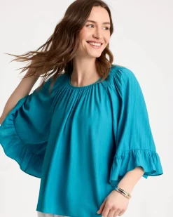 Crinkle Satin Swing Blouse