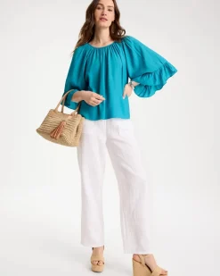 Crinkle Satin Swing Blouse
