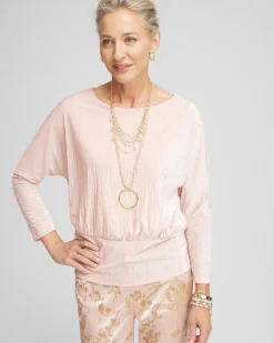 Crinkle Velvet Banded Hem Top