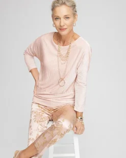 Crinkle Velvet Banded Hem Top