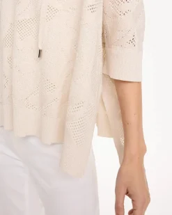 Crochet Lace Notch Neck Poncho
