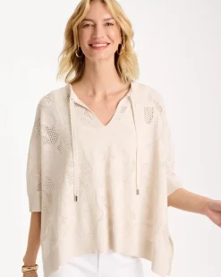 Crochet Lace Notch Neck Poncho