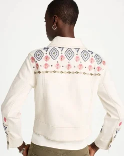 Cropped Embroidered Denim Jacket