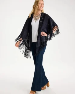 Cutout Faux Suede Fringe Ruana