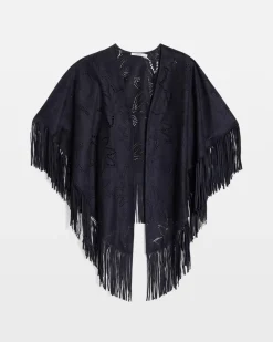 Cutout Faux Suede Fringe Ruana
