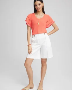 Cutout Short-Sleeved Pullover Sweater