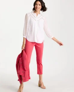 Cutwork Trim Chiffon Blouse