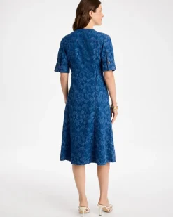 Denim Jacquard Midi Dress
