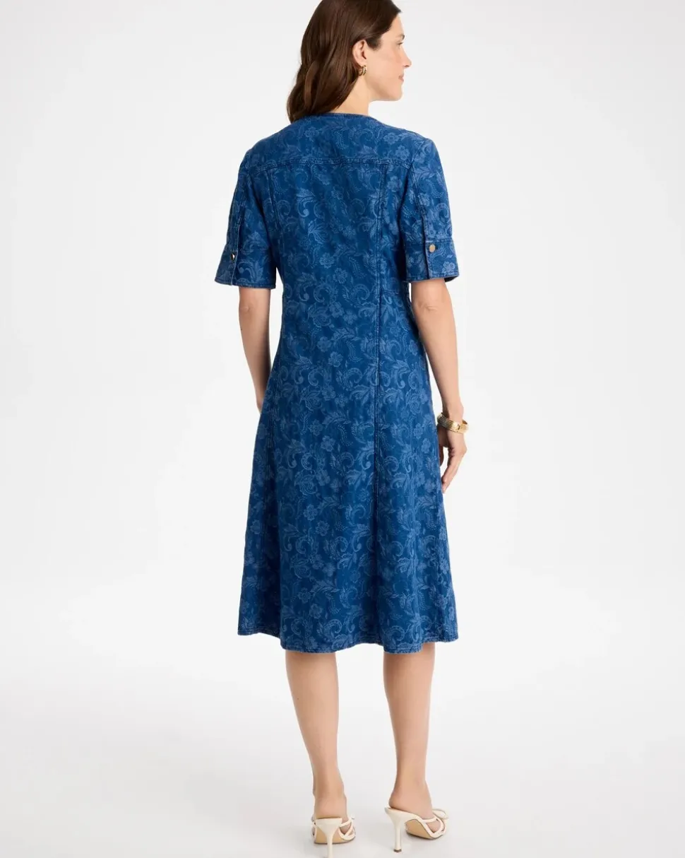 Denim Jacquard Midi Dress