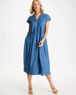 Denim Popover Midi Dress